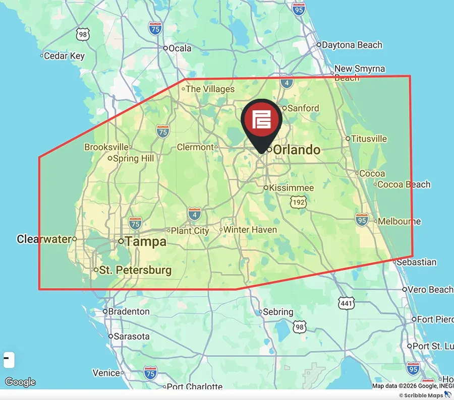 Pro Service Pest Solutions service area map Tampa and Orlando Florida