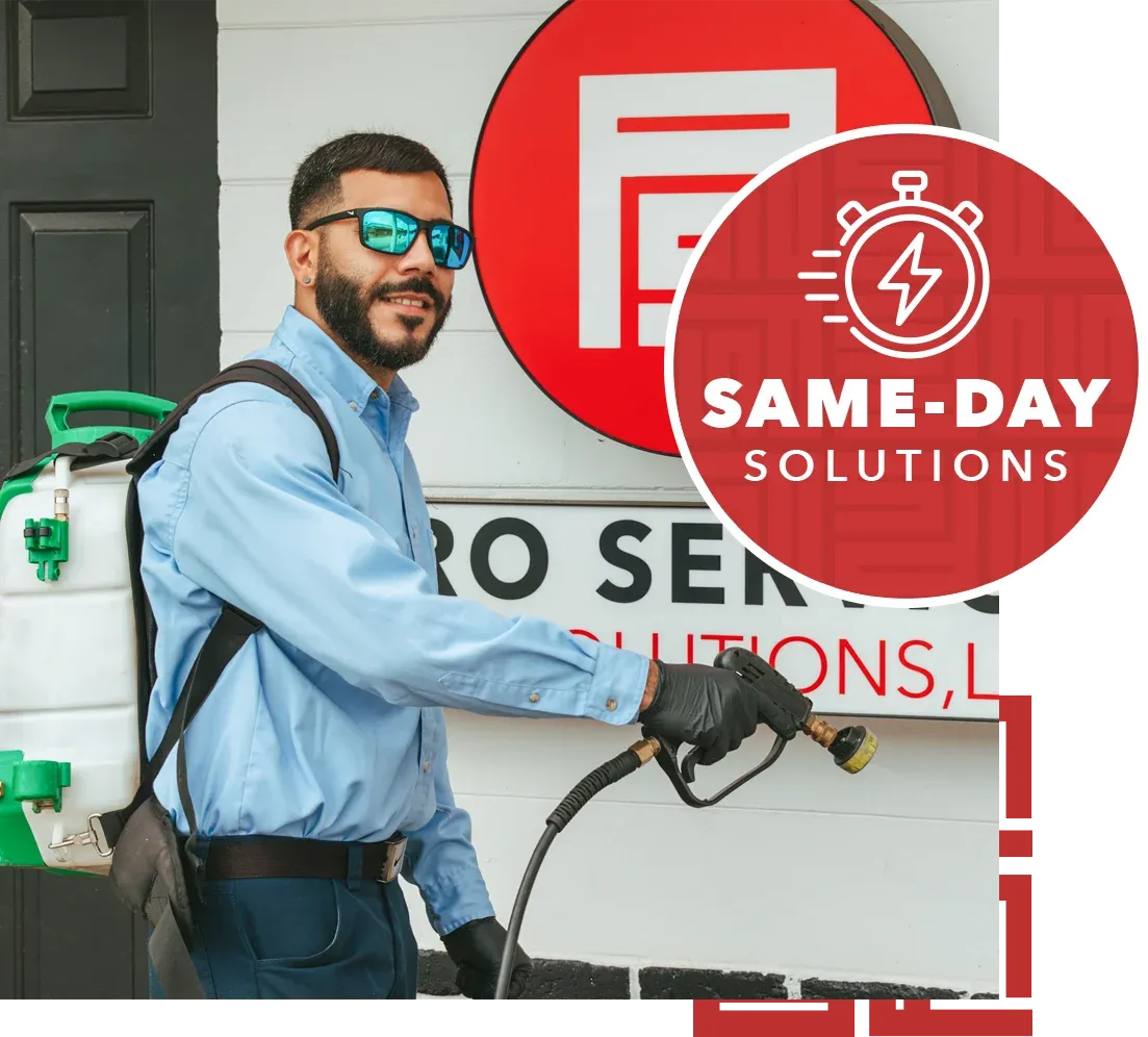 pro service technician standing outside office