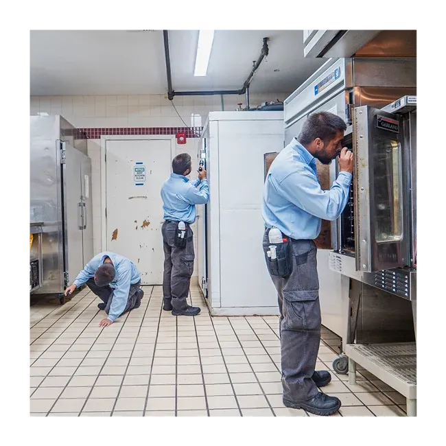 technician inspecting kitchen